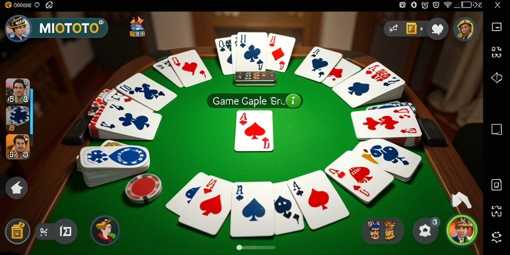 Tampilan menarik dari gameplay MIOTOTO yang menunjukkan keseruan bermain Gaple.