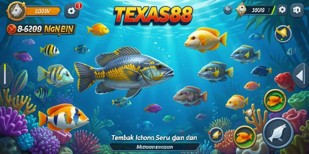 Screenshot gameplay Tembak Ikan di TEXAS88 yang menegangkan.