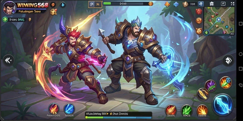 Screenshot gameplay WINNING568 menampilkan aksi pertarungan yang seru dan grafis yang memukau.