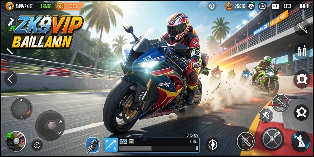 Tampilan gameplay menarik dari balapan motor di ZK9VIP.